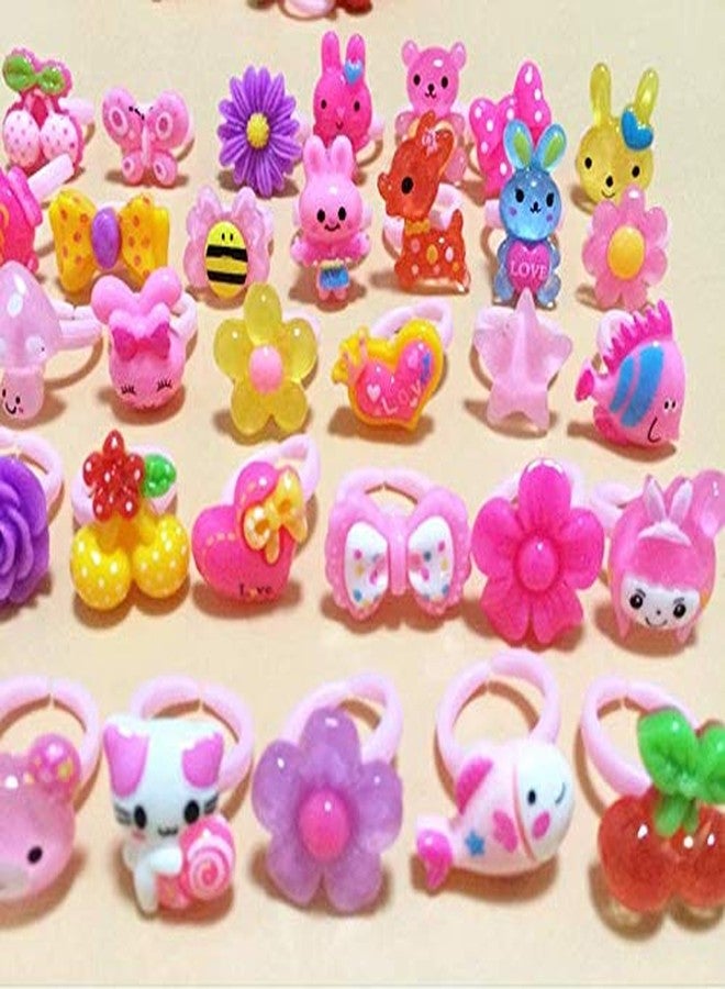 Ngel Little Girl Cute Lovely Jewel Rings Girl Pretend Play and Dress Up Rings for Party Rings Set Cartoon Cute Kids Accessory Gift for Children (Pack of - 36) - Image 3